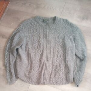 Eddie Bauer Men's Cable Knit Gray Zip-Up Sweater
